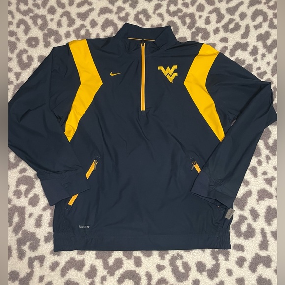 WVU Nike fitstorm gold and blue mens small pullover jacket. Excellent condition. - Picture 2 of 7